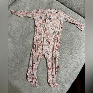 Magnetic Me Pink Floral Footed One-Piece with Multi-Color Print 3-6 months
